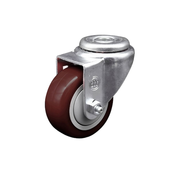3'' Maroon Polyurethane Creeper Swivel Bolt Hole Caster